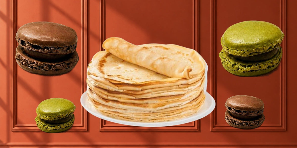 La Dubaï — Breton crêpes with chocolate and pistachio macarons