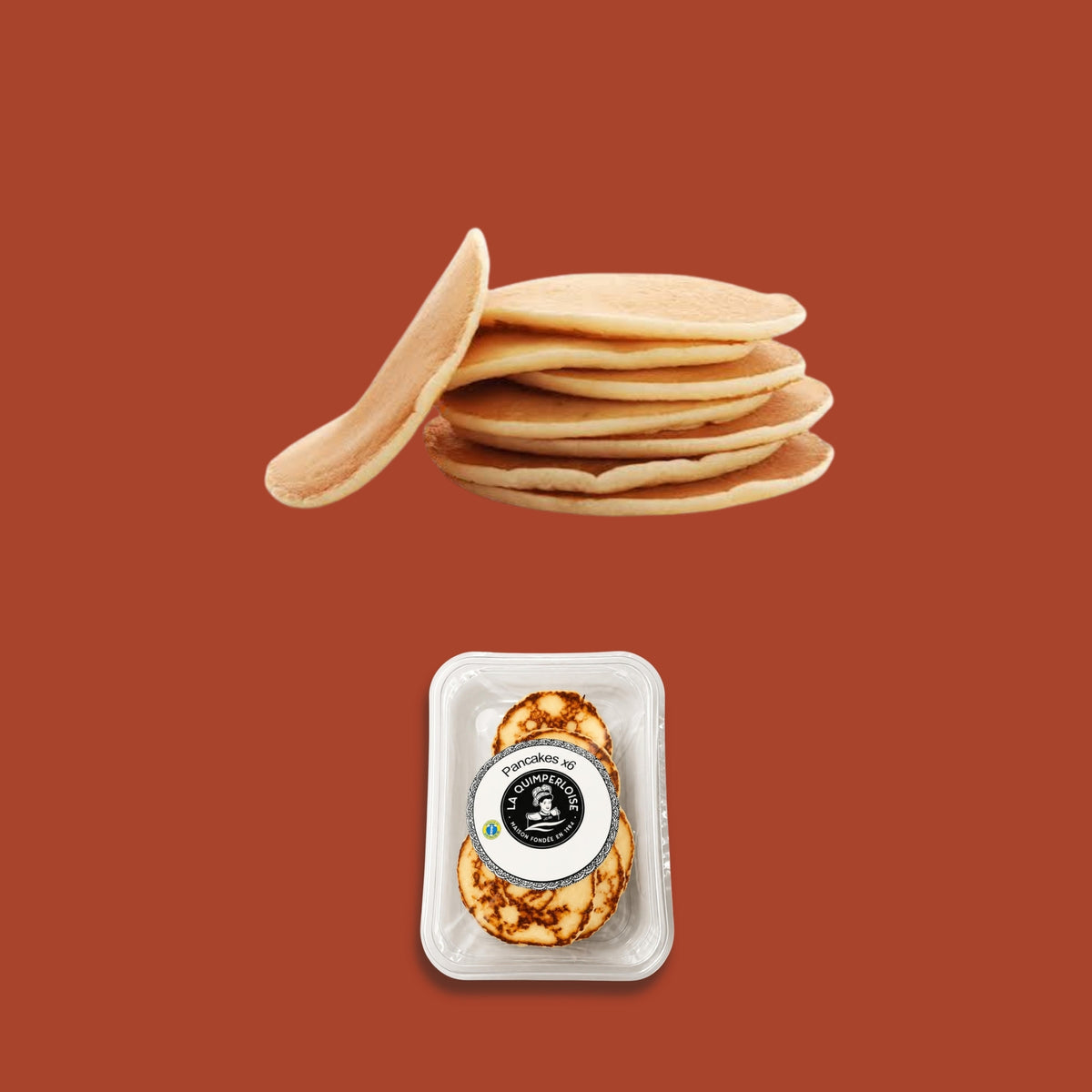 Soft French Pancakes – stack of pancakes with pack